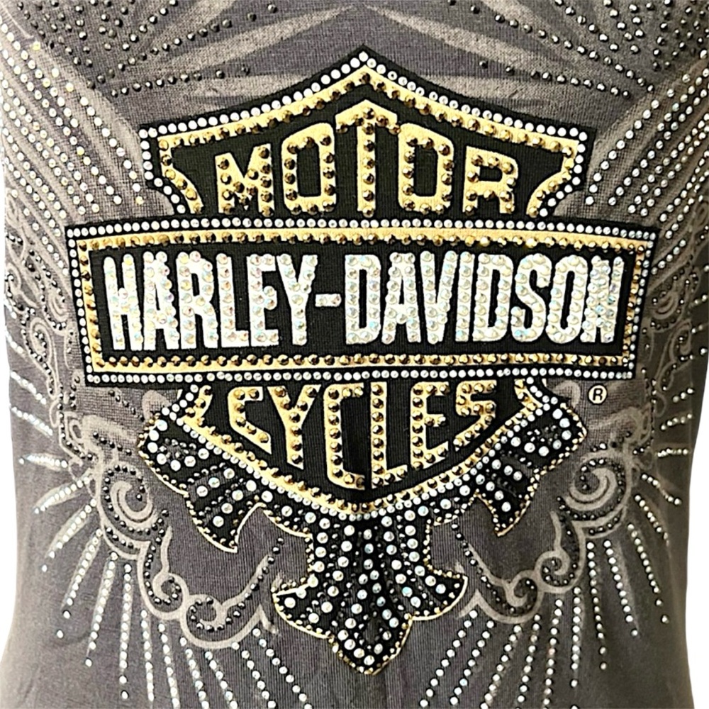 Harley Davidson top charmed wings cold shoulder keyhole medium NWT - Picture 2 of 14